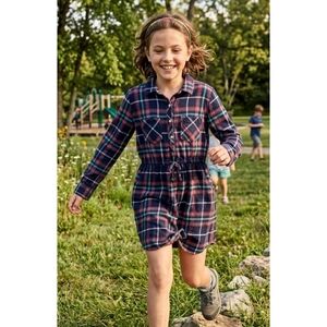 Gap Factory Long Sleeve Plaid Flannel Shirt Dress Navy Size L